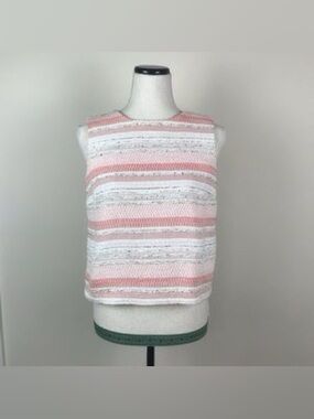 Katherine Barclay Tweed Textured Striped Sleeveless Top sz.L